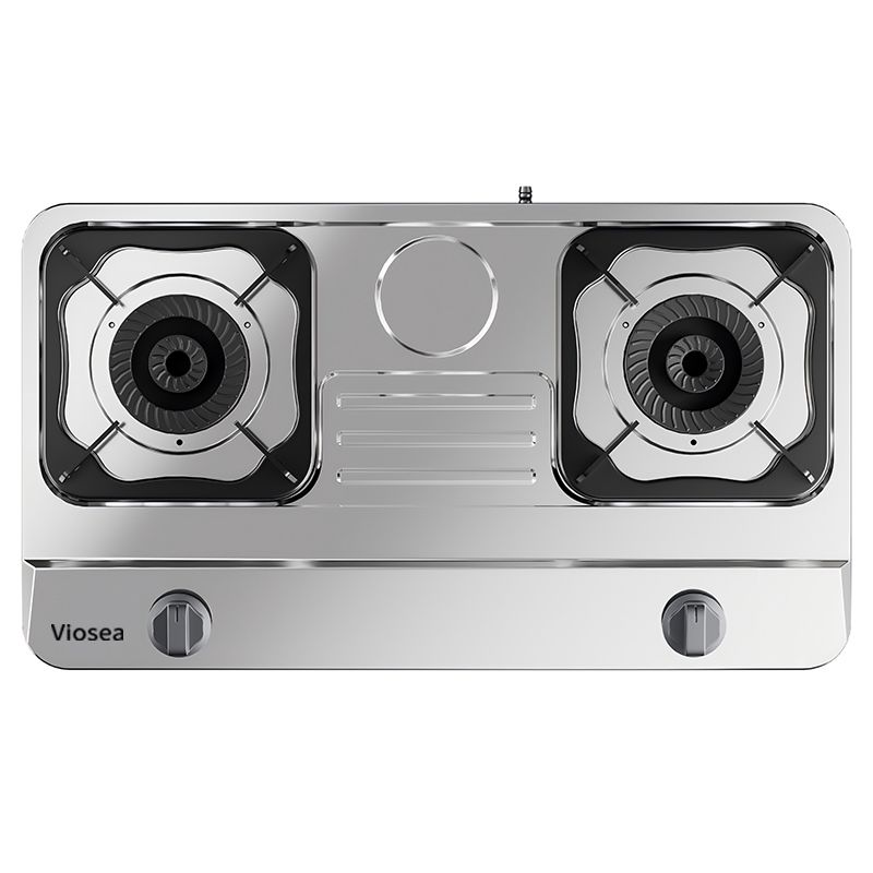 डुअल-बर्नर वाला स्टेनलेस स्टील का आसानी से साफ़ होने वाला काउंटरटॉप गैस हॉब